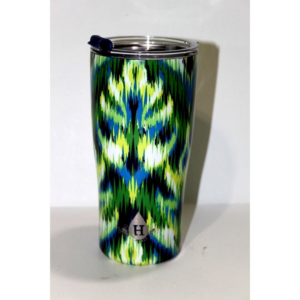 Heritage Blue Green Metal Tumbler Travel Mug Stainless Steel with Lid 18 oz.